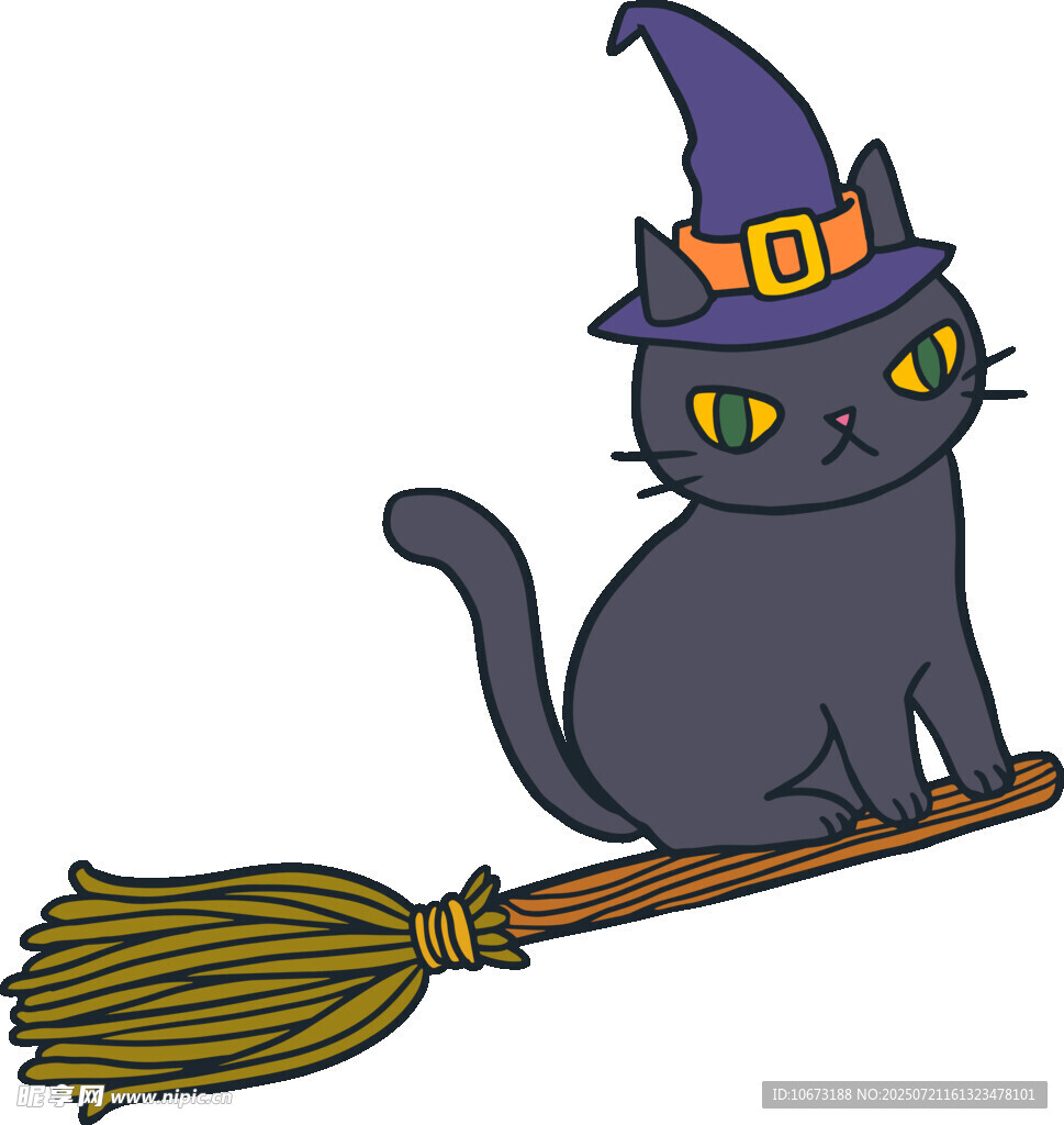 骑扫帚的黑猫女巫