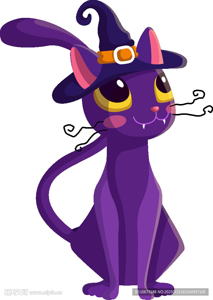 紫色魔法猫咪插画