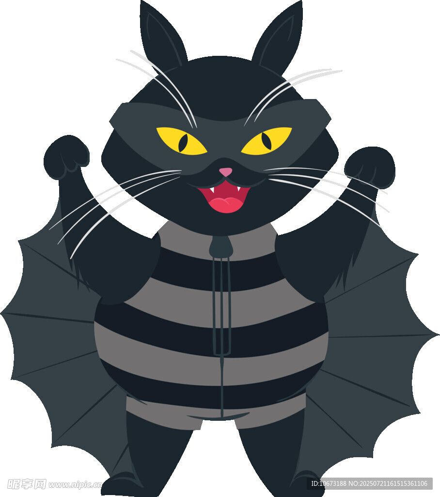 可爱黑猫扮成蝙蝠造型