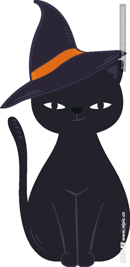 黑猫女巫帽插画形象