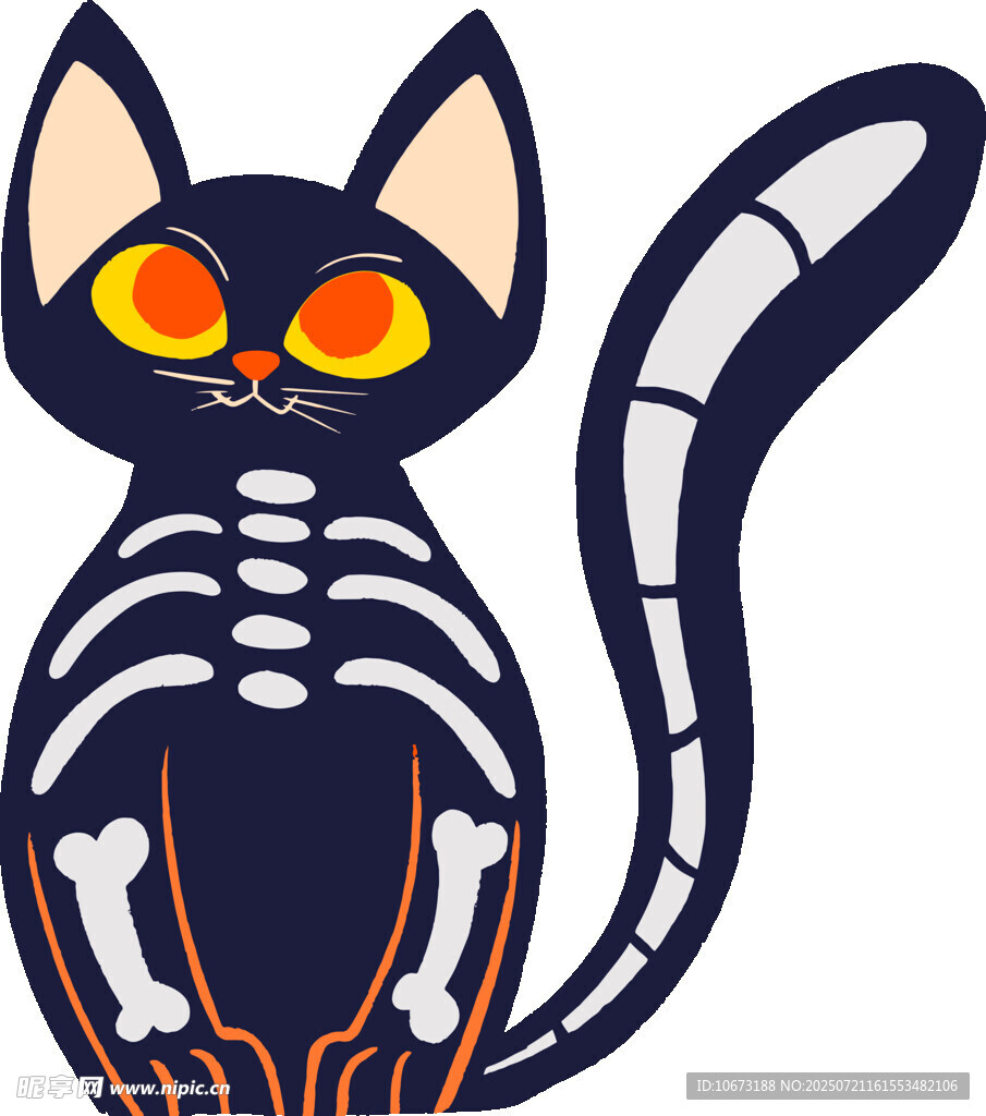 骷髅猫咪插画