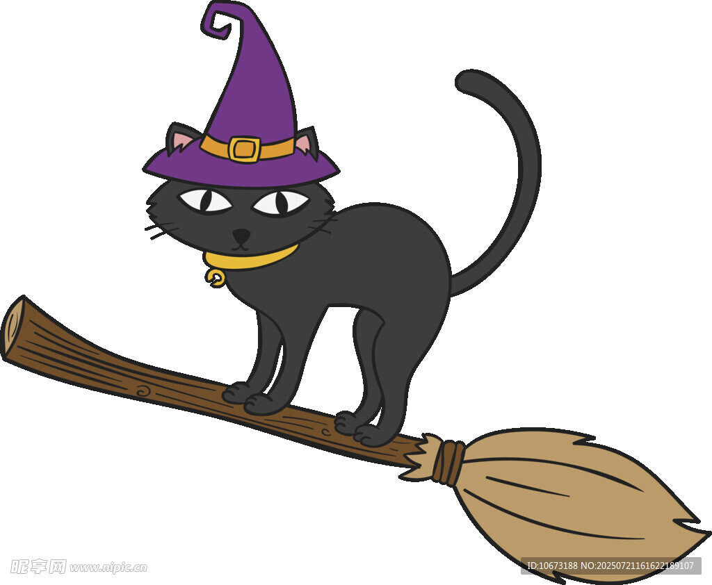 黑猫女巫骑扫帚