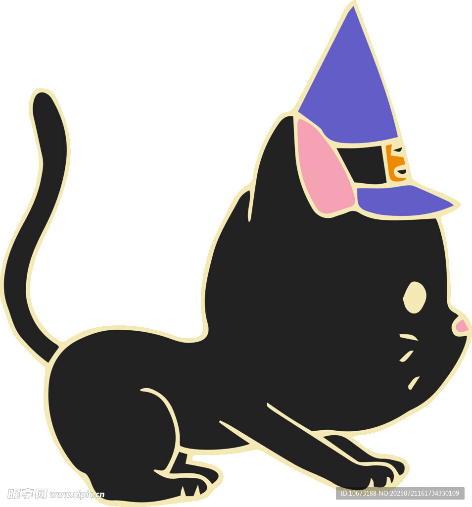 戴巫师帽的小黑猫