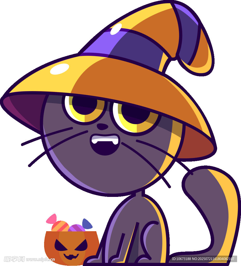 万圣节黑猫与南瓜装饰