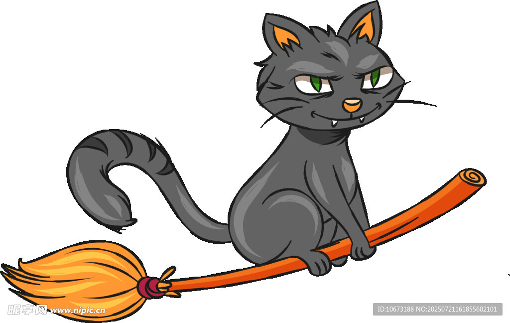 黑猫骑扫帚的奇幻瞬间