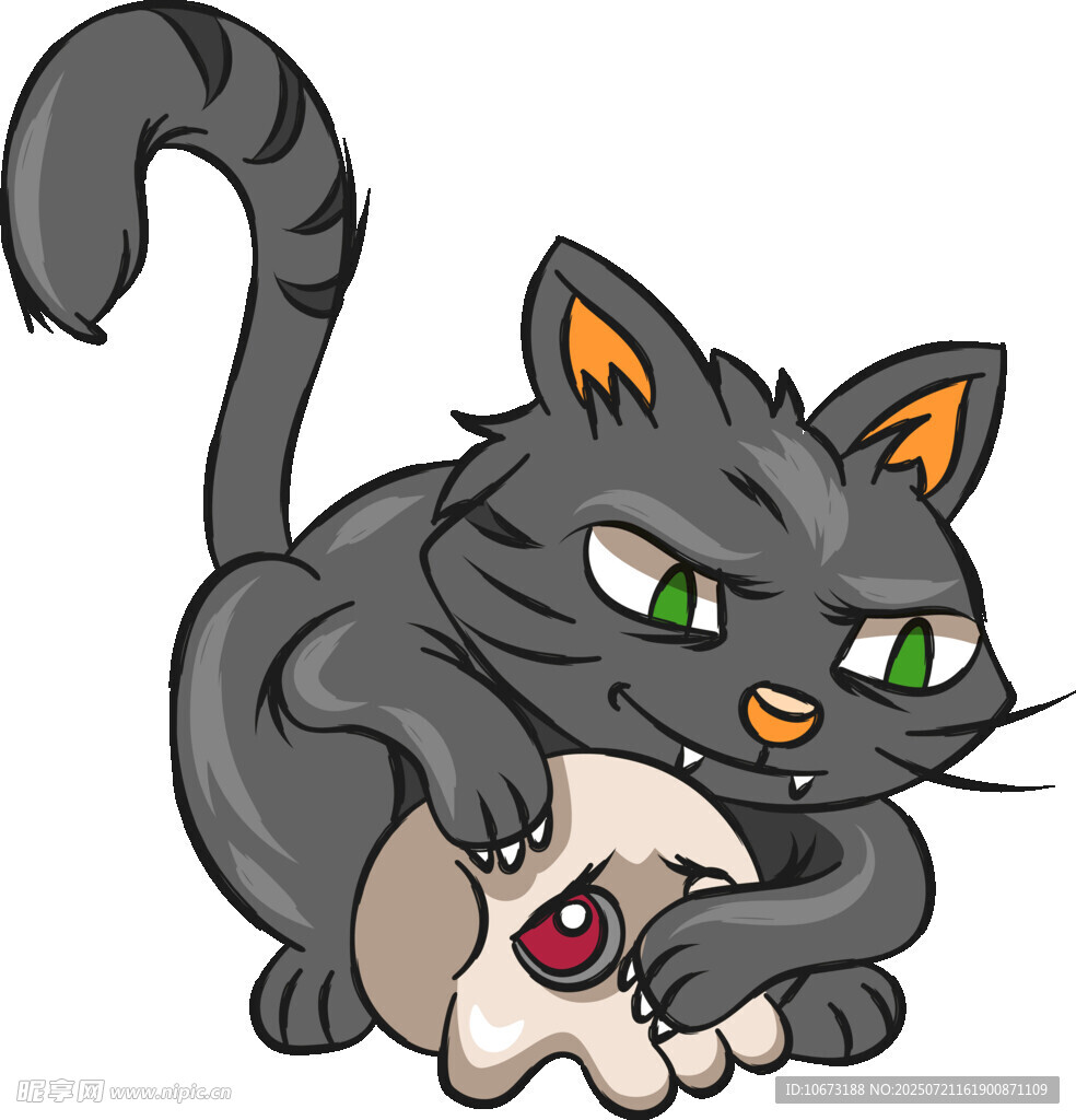 黑猫抱鼠的可爱瞬间