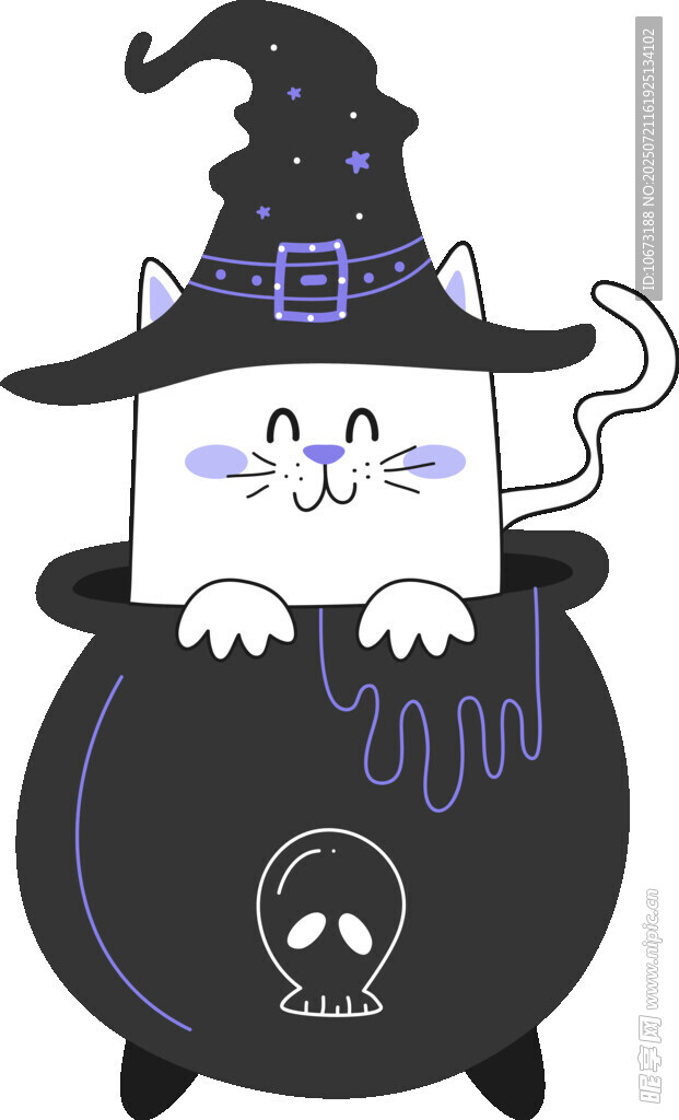 黑猫女巫在魔法锅中休憩