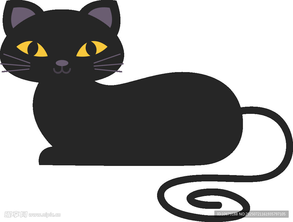 黑猫卧姿插画