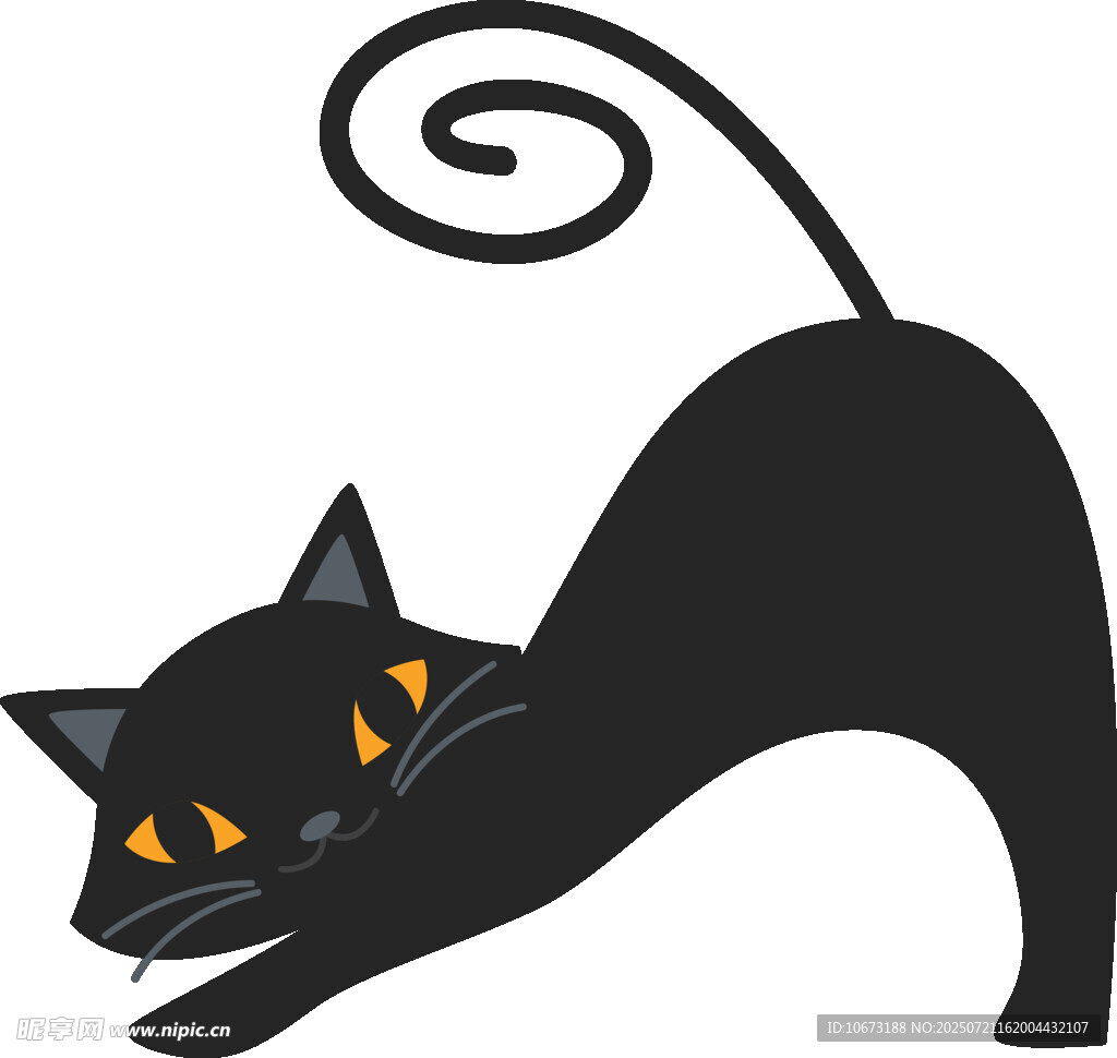 黑猫弓身姿态图