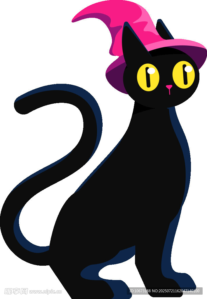 戴粉帽黑猫
