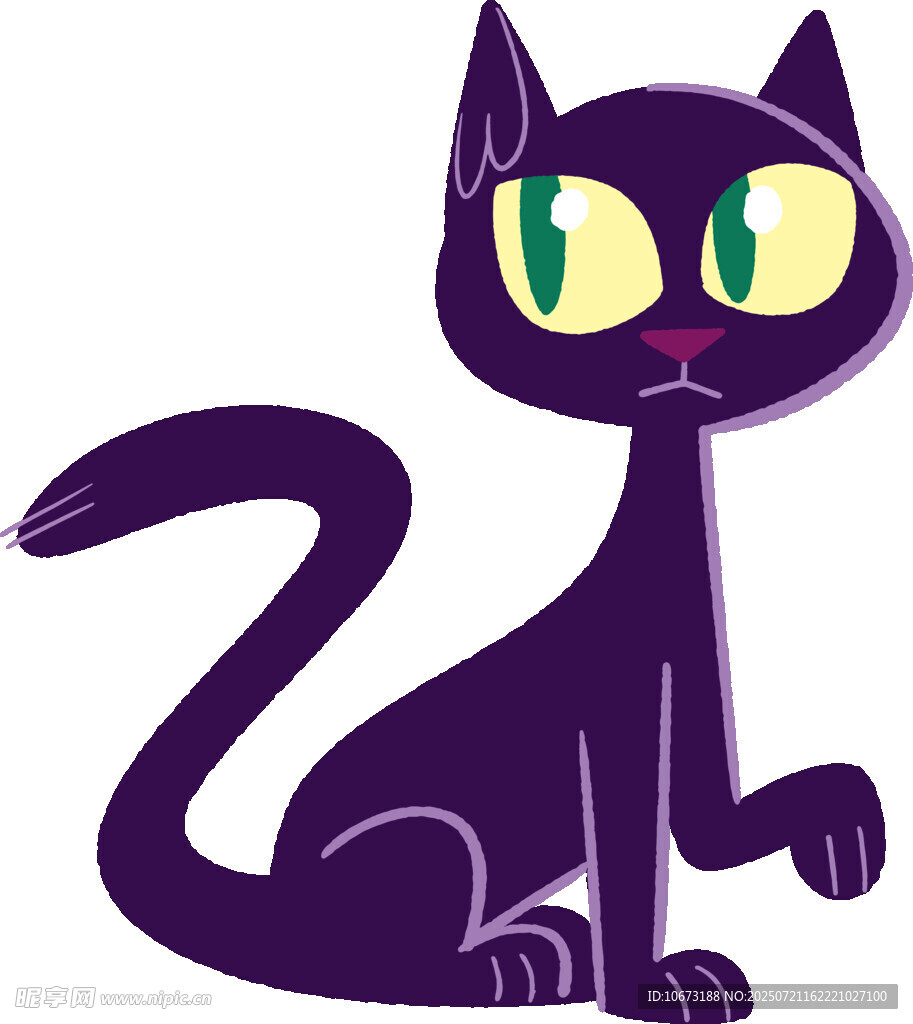紫色黑猫插画