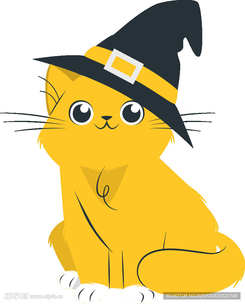 戴女巫帽的可爱小黄猫
