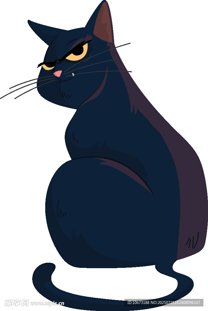 黑猫侧坐