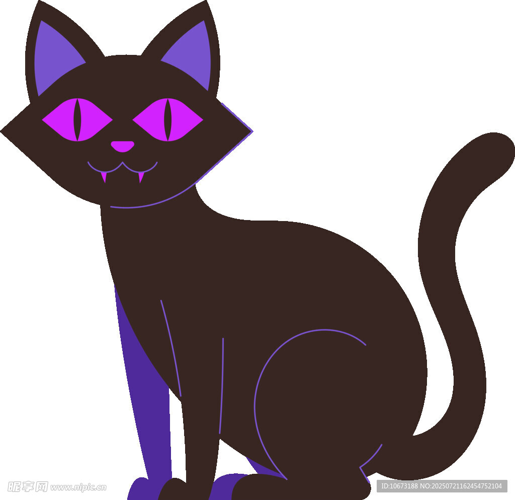 紫色眼睛的黑猫插画