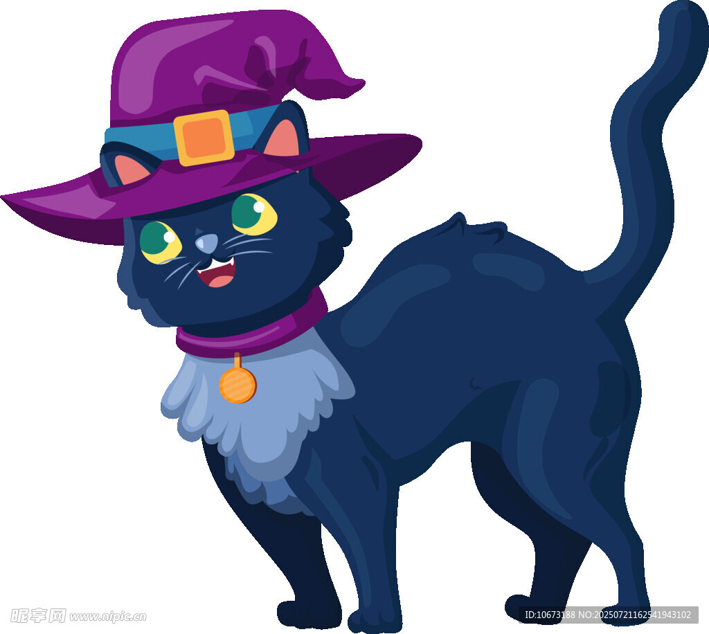 戴女巫帽的黑猫