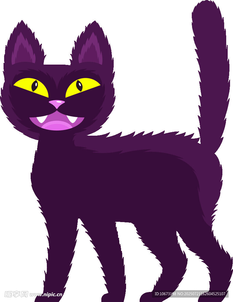 紫色黑猫卡通形象