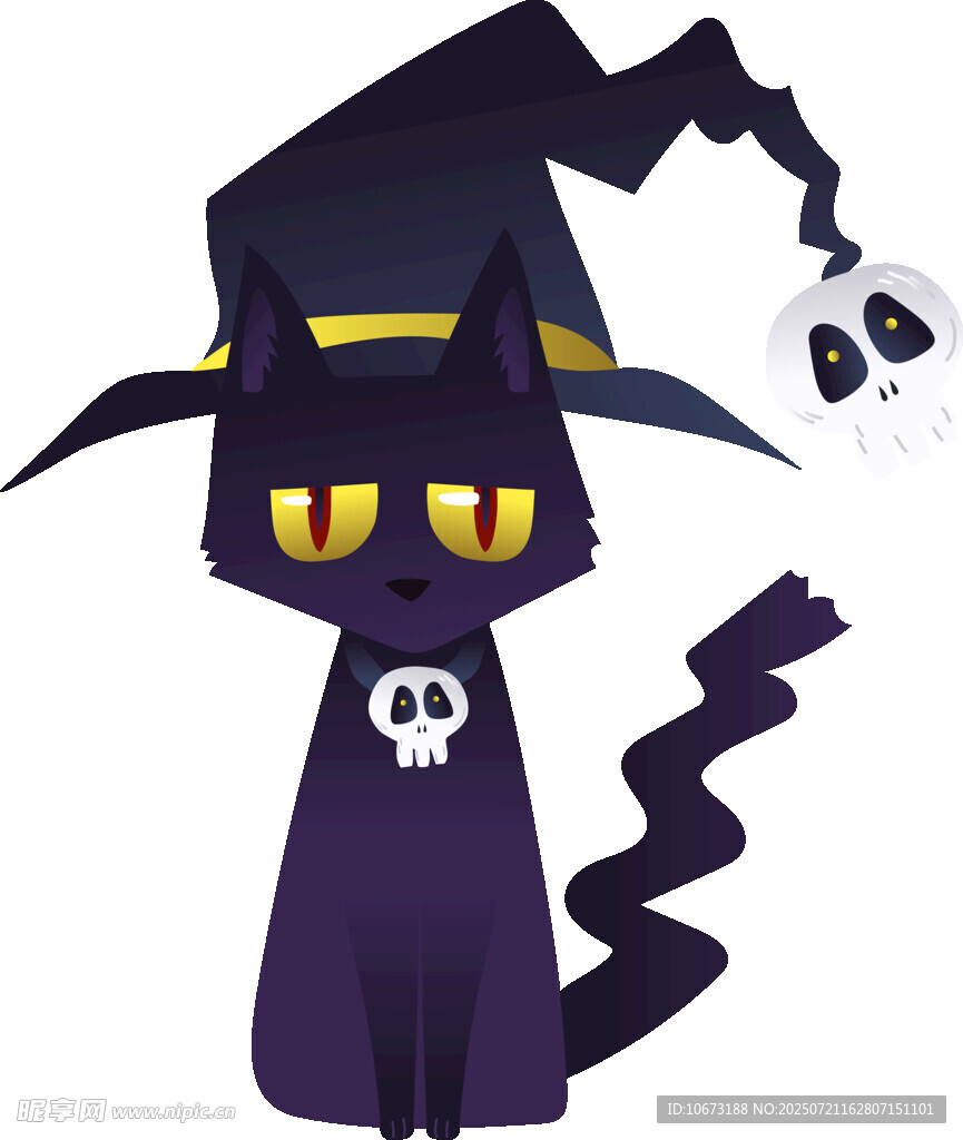 黑猫女巫形象插画