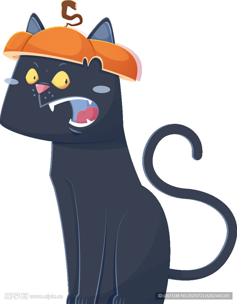戴南瓜帽的俏皮黑猫