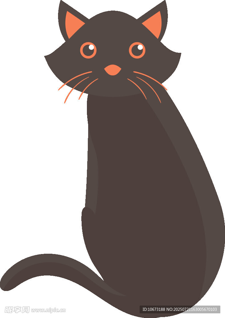 黑色猫咪可爱插画形象