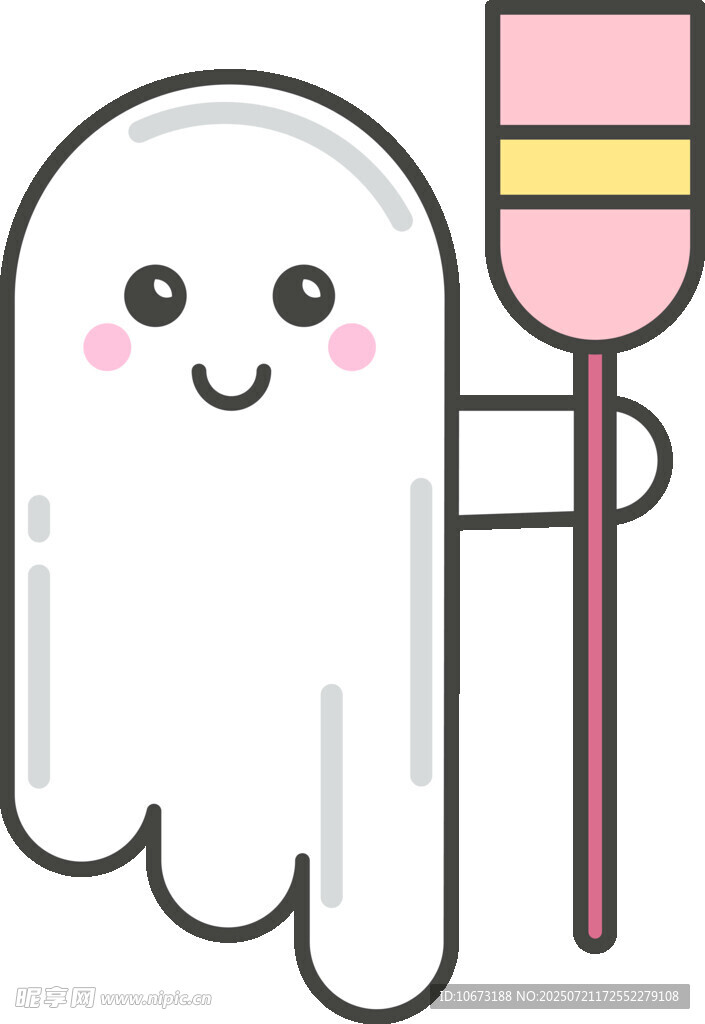 可爱幽灵手持糖果棒