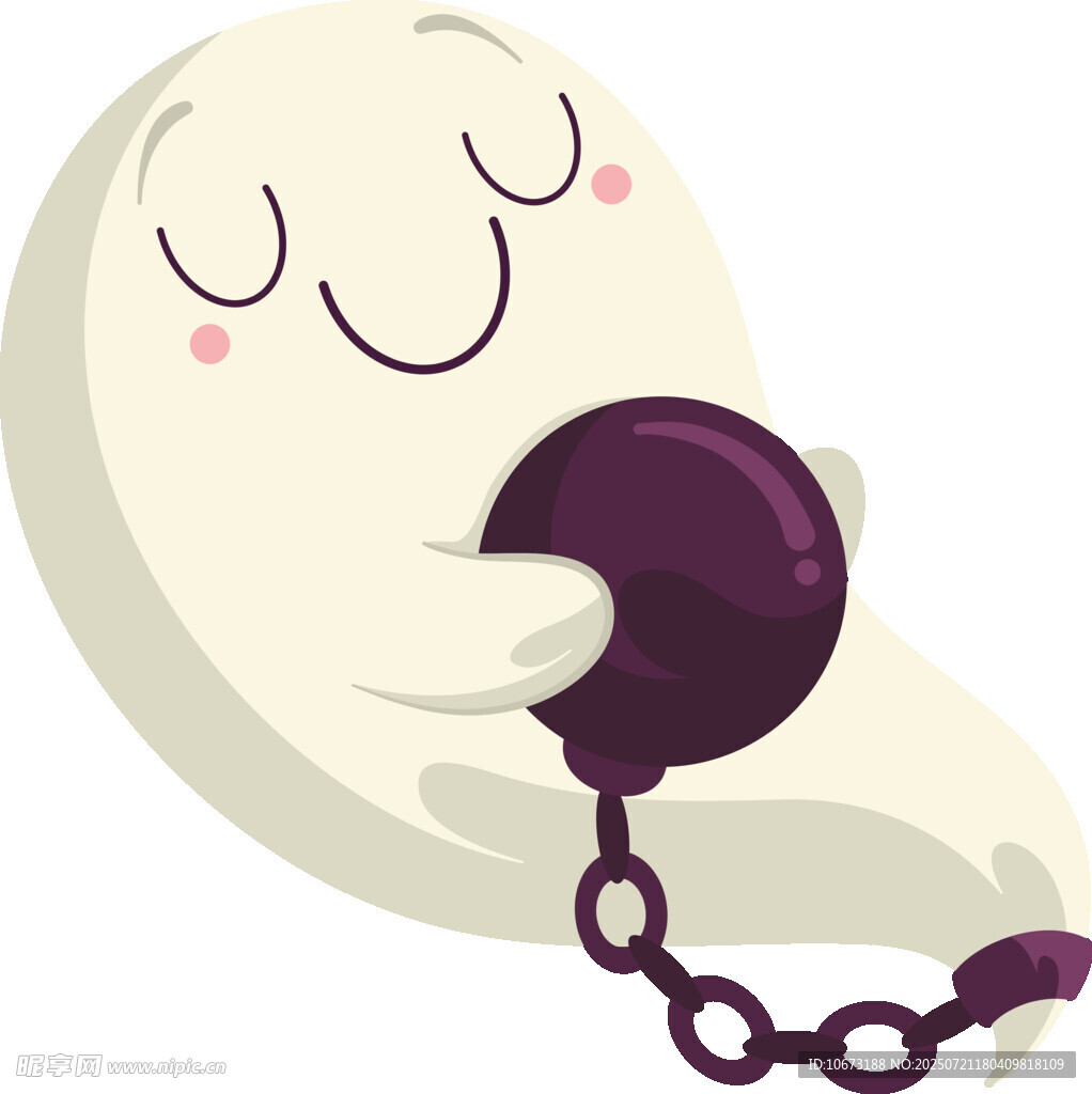 可爱幽灵手握锁链圆球