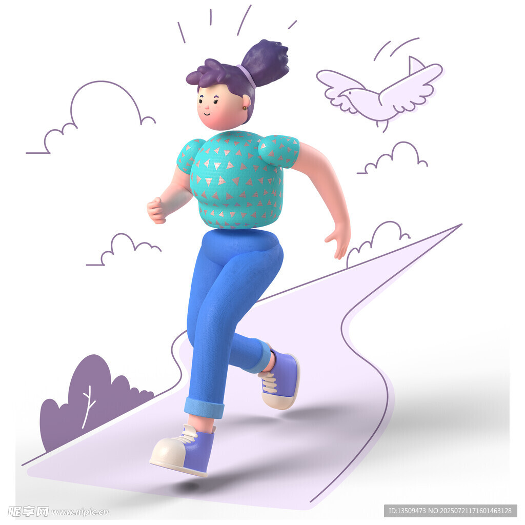 女孩跑步场景