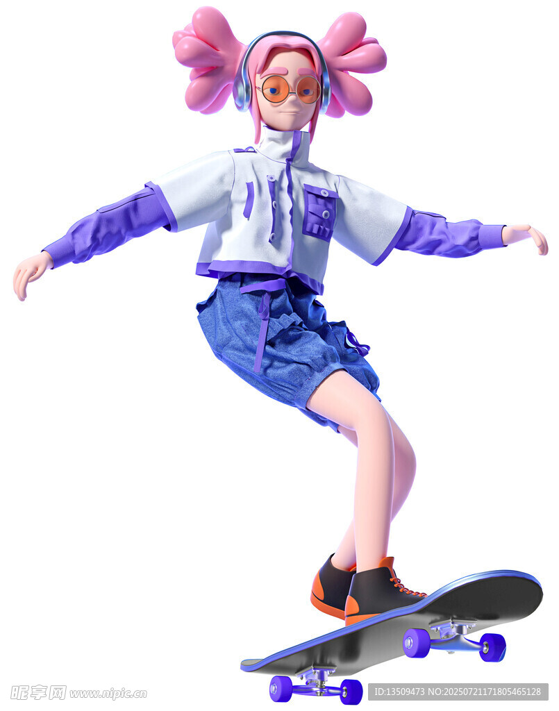 玩滑板的女孩