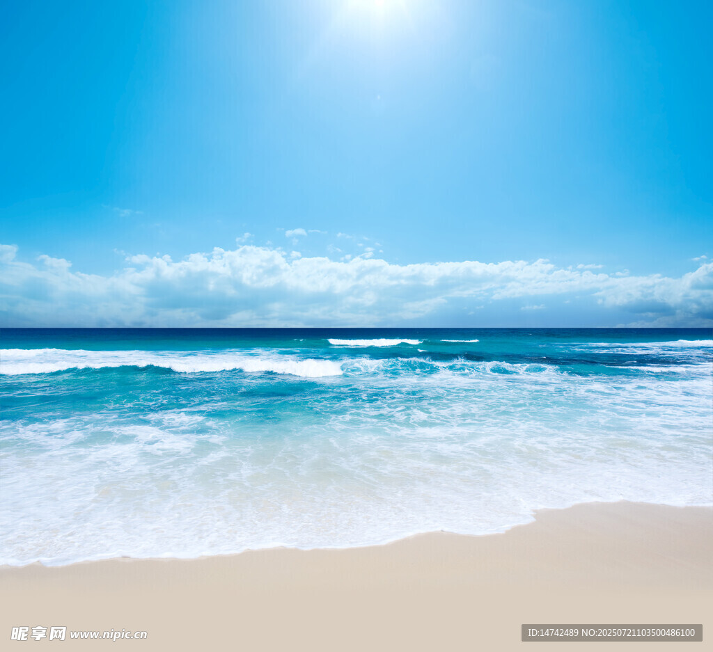 阳光沙滩海浪美景