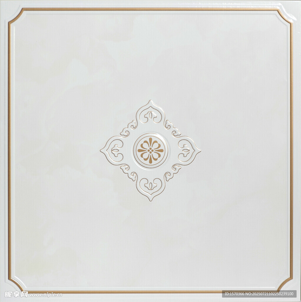 简约白色带金饰天花板图案