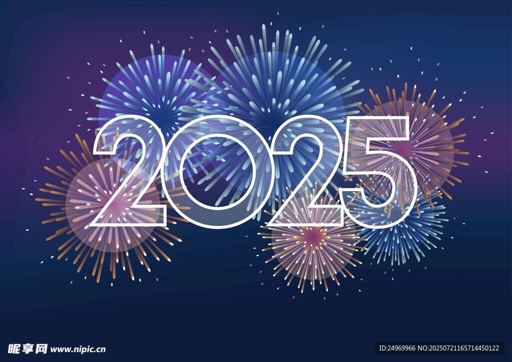 2025新年烟花庆祝画面