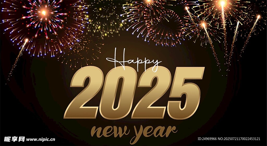2025新年烟花庆祝画面