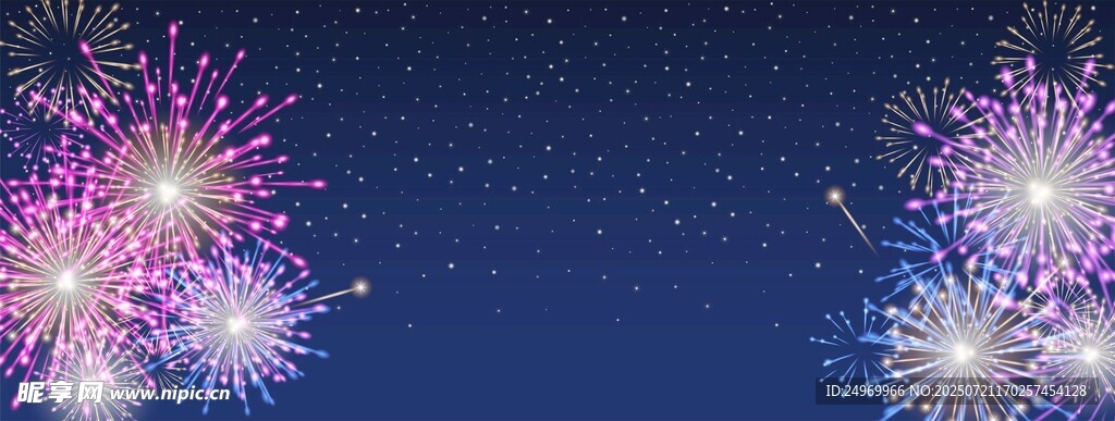夜空绽放的绚烂烟花