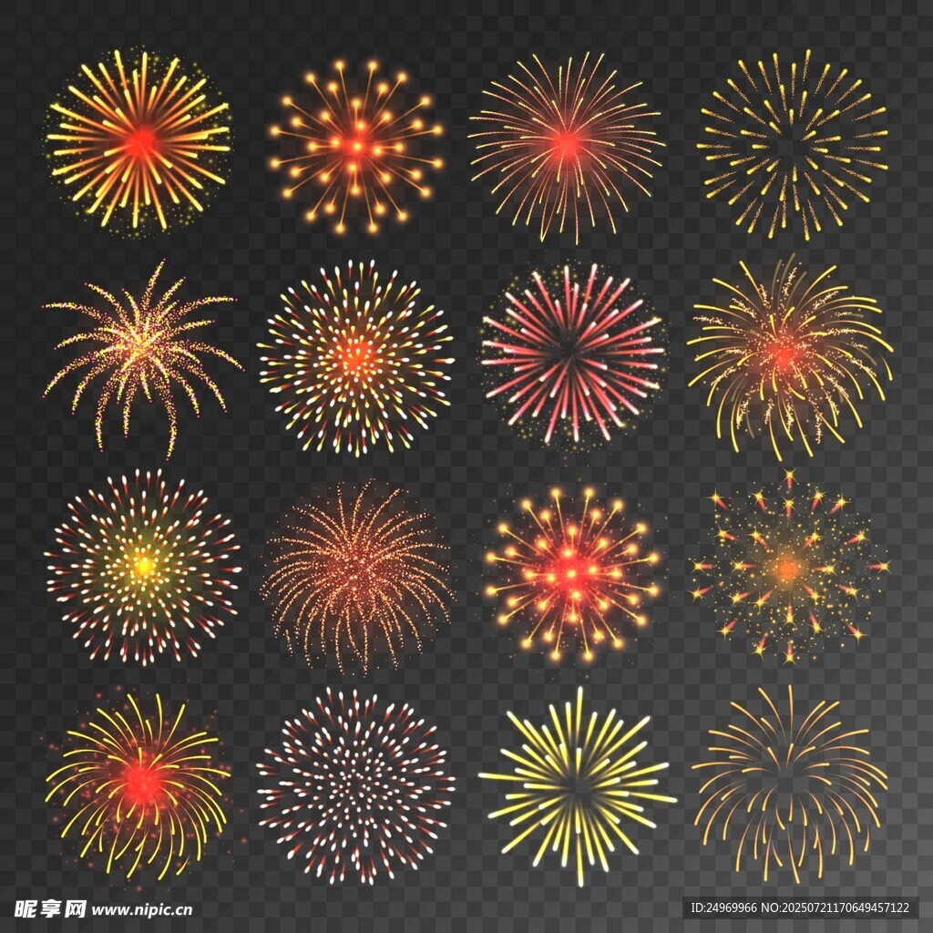 多彩绚丽烟花图案集合