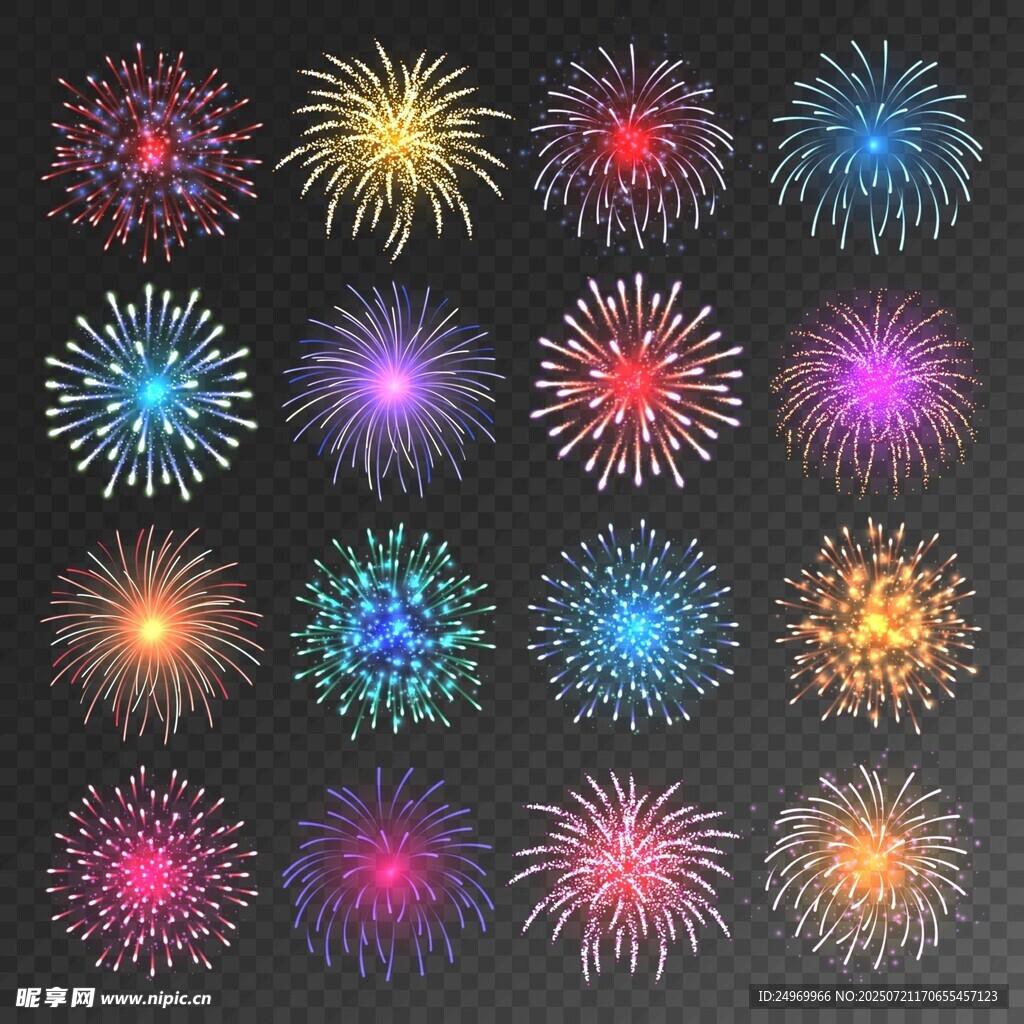 多彩绚丽烟花图案集合
