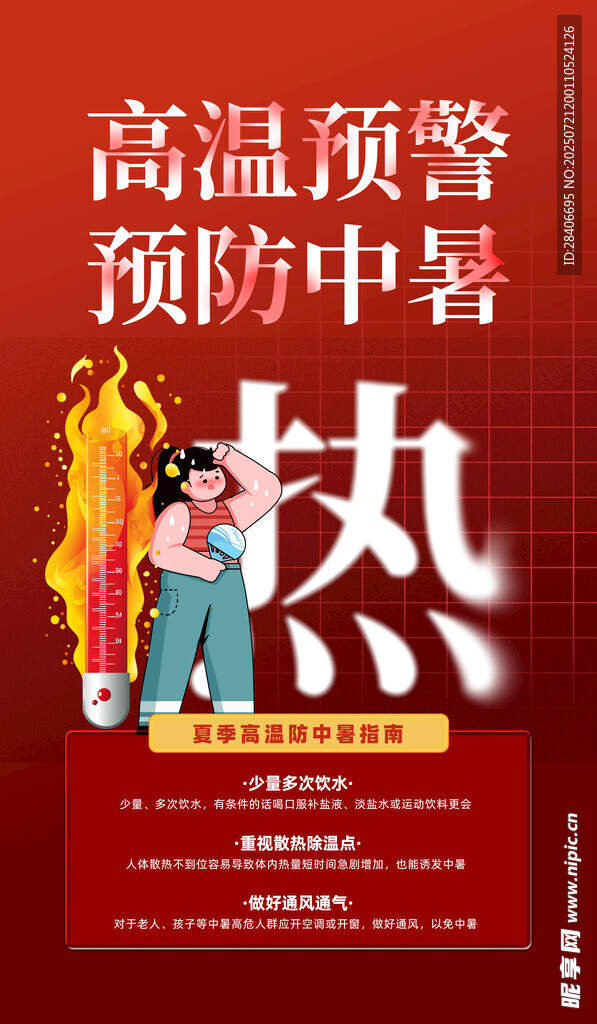 高温预警预防中暑宣传图