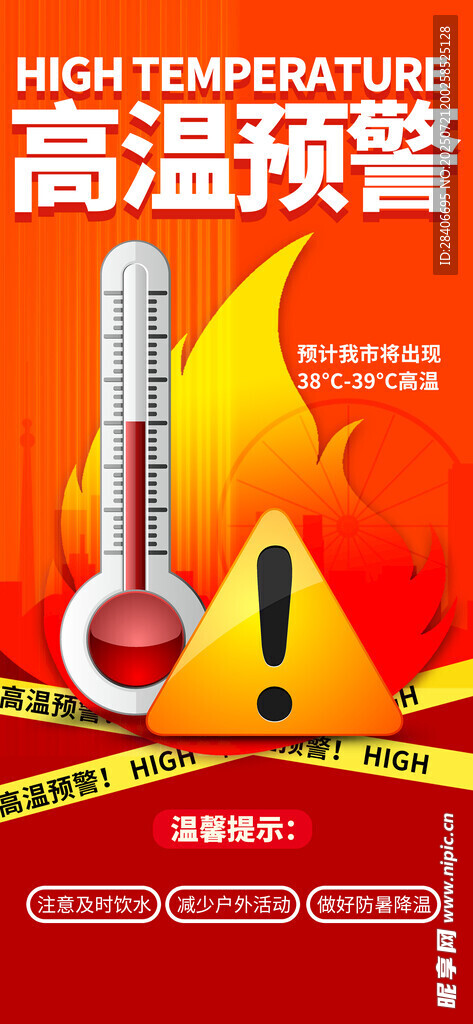 高温预警海报
