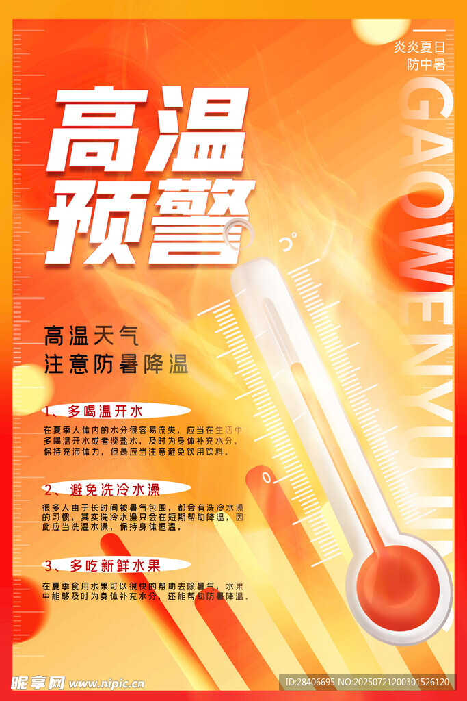 高温预警海报