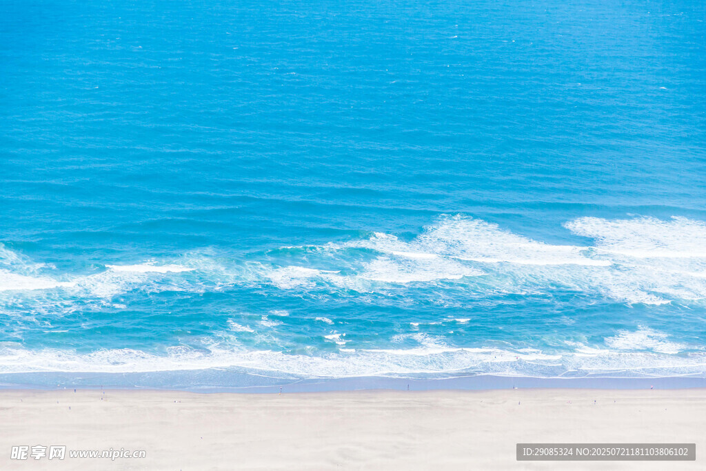 蓝色海滩海浪美景