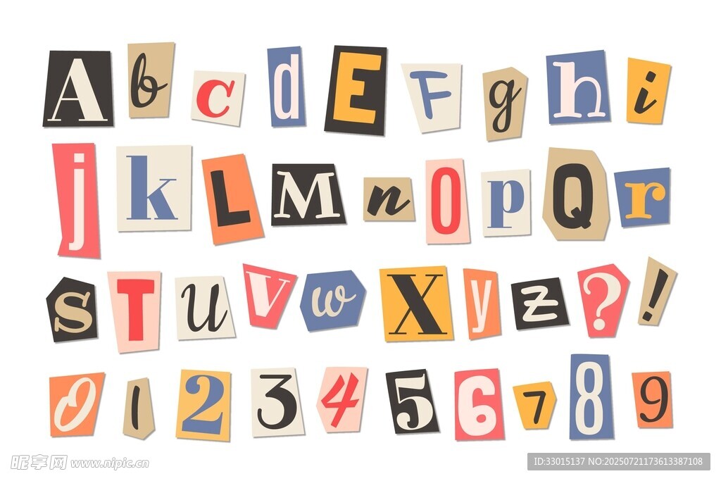 卡通字母数字