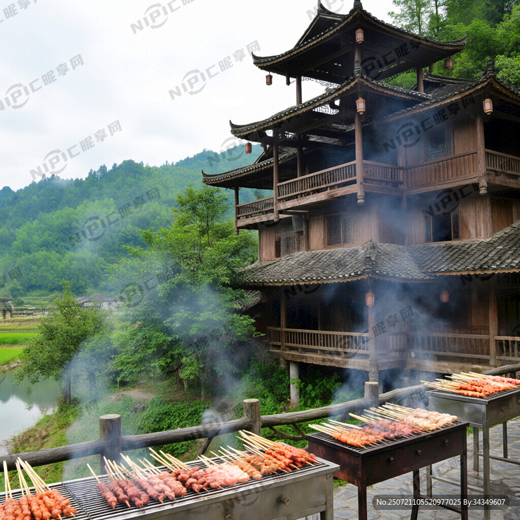 烧烤摊位  古风 