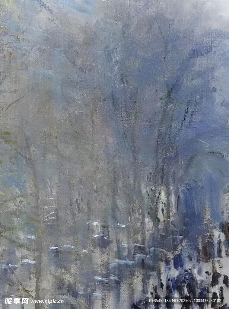 冬日雪林油画