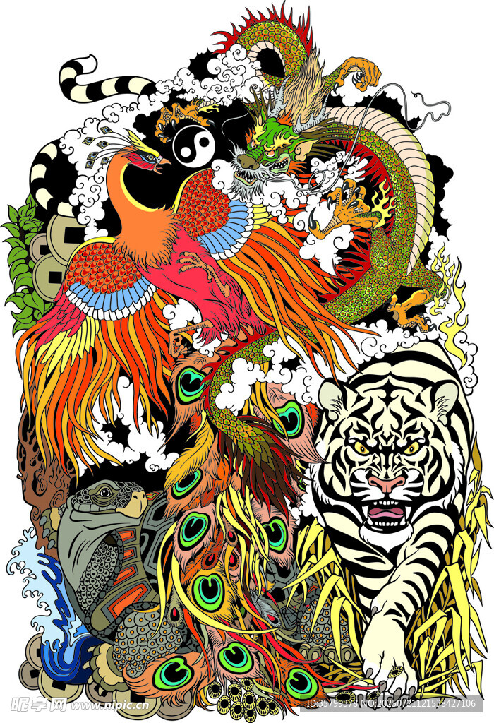 多彩动物艺术插画