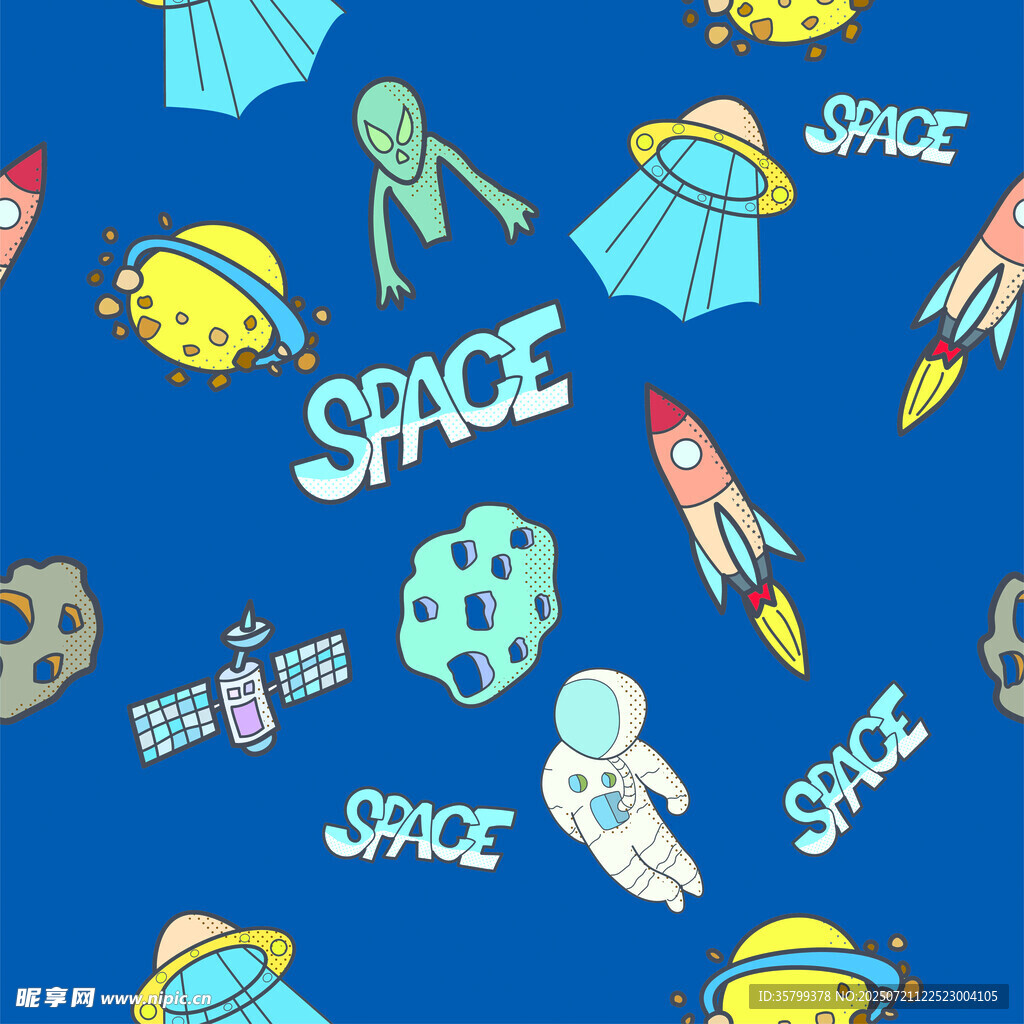 太空主题卡通图案设计
