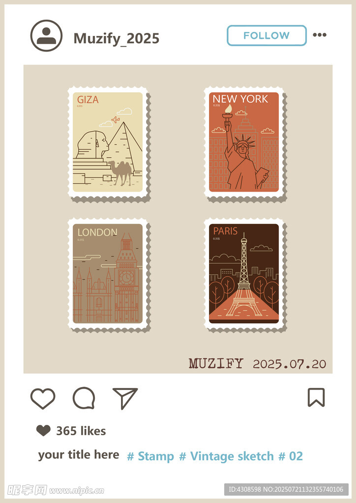 世界邮票矢量图