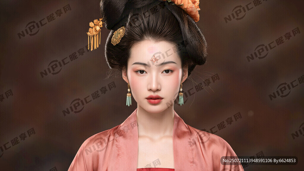 唐朝成熟女子 头戴金步摇