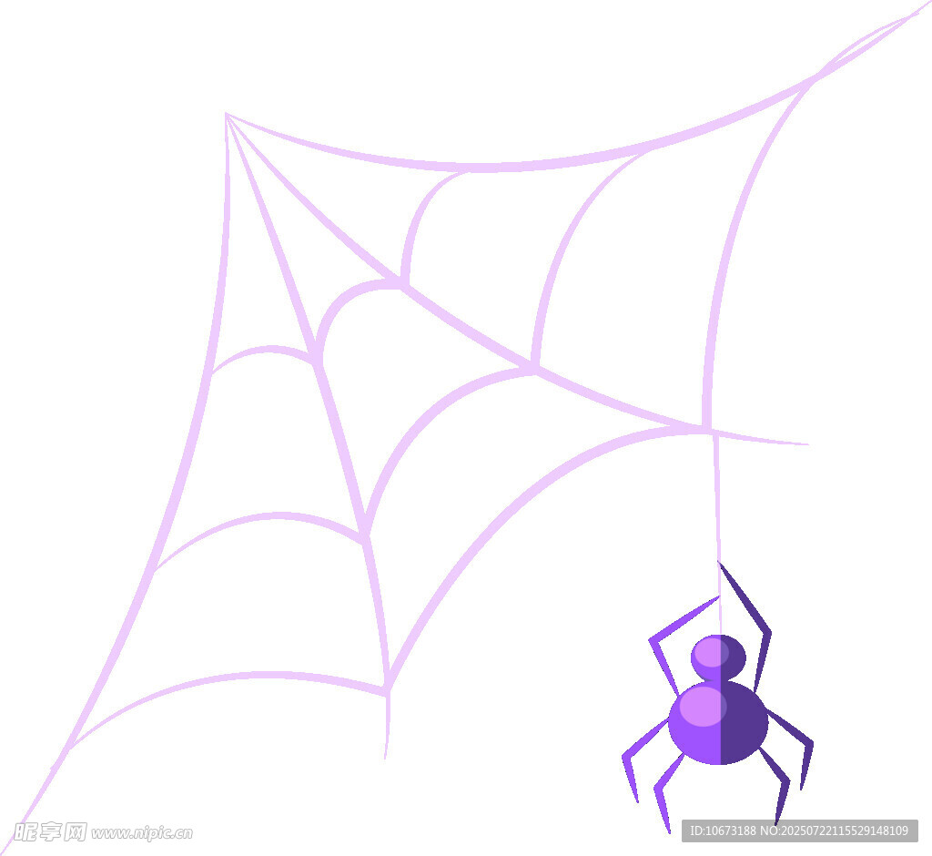 紫色蜘蛛与蛛网插画