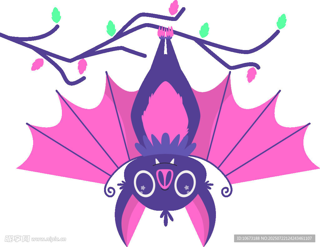倒挂蝙蝠插画