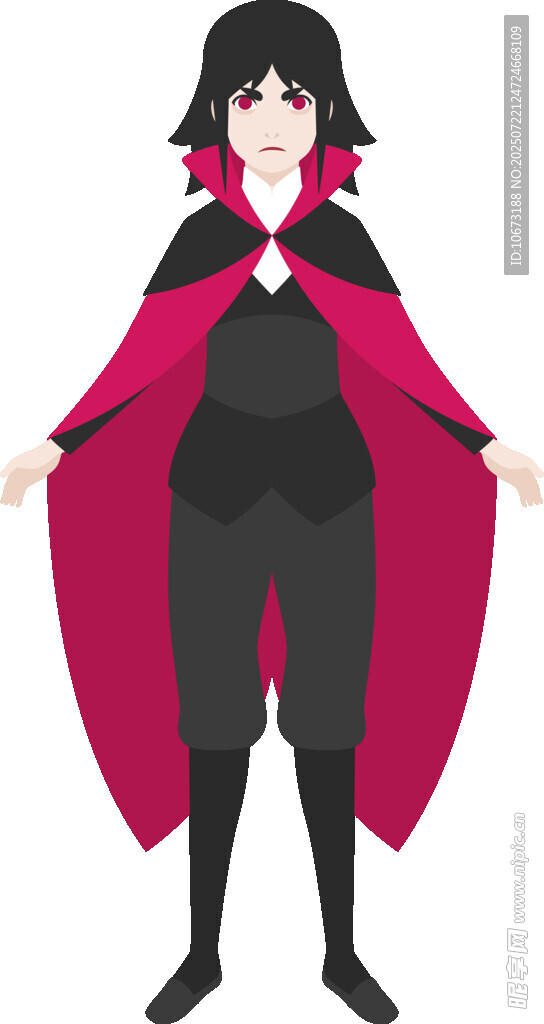 红色披风女超级英雄形象