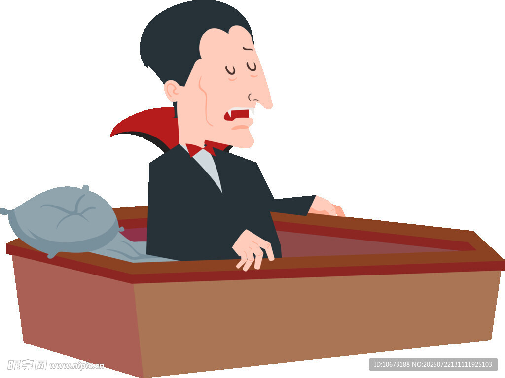 吸血鬼躺于棺材中