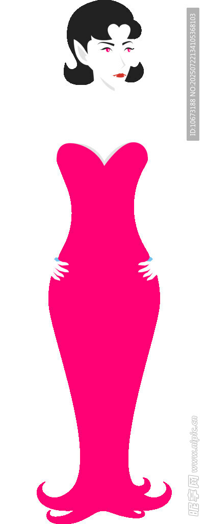 粉色鱼尾裙女性服饰设计